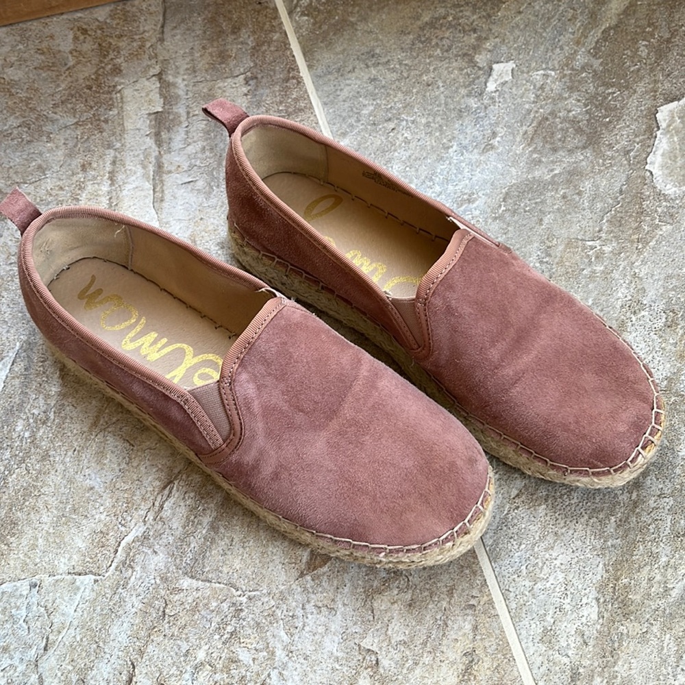 Sam Edelman Carrin rose pink suede Platform Espadrilles womens sz 9